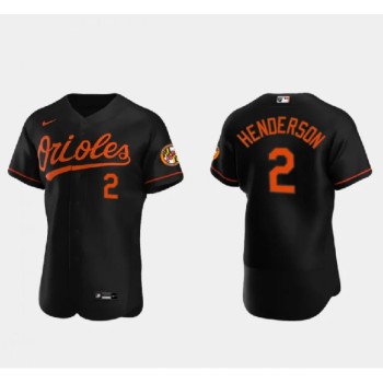 Men's Baltimore Orioles #2 Gunnar Henderson Black Flex Base Stitched Baseball Jersey