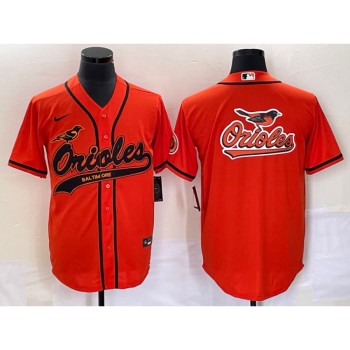 Men's Baltimore Orioles Orange Team Big Logo Cool Base Stitched Jersey