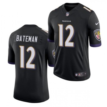 Men's Baltimore Ravens #12 Rashod Bateman Black 2021 Vapor Untouchable Limited Stitched Jersey Men's Baltimore Ravens #12 Rashod Bateman Black 2021 Vapor Untouchable Limited Stitched Jersey