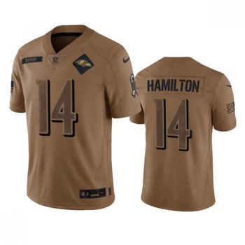 Men's Baltimore Ravens #14 Kyle Hamilton 2023 Brown Salute To Service Limited Jersey Men's Baltimore Ravens #14 Kyle Hamilton 2023 Brown Salute To Service Limited Jersey