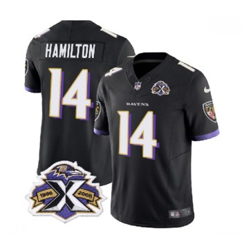 Men's Baltimore Ravens #14 Kyle Hamilton Black 2023 F.U.S.E With Patch Throwback Vapor Limited Jersey Men's Baltimore Ravens #14 Kyle Hamilton Black 2023 F.U.S.E With Patch Throwback Vapor Limited Jersey