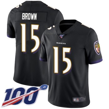 Men's Baltimore Ravens #15 Marquise Brown Black 2019 100th Season Vapor Untouchable Limited NFL Jersey Men's Baltimore Ravens #15 Marquise Brown Black 2019 100th Season Vapor Untouchable Limited NFL Jersey