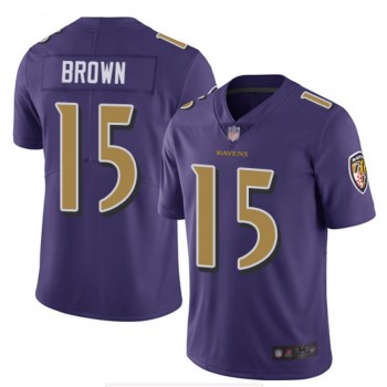 Men's Baltimore Ravens #15 Marquise Brown Purple Color Rush Limited NFL Jersey Men's Baltimore Ravens #15 Marquise Brown Purple Color Rush Limited NFL Jersey