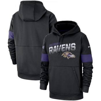 Men's Baltimore Ravens 2019 Black 100th Season Sideline Team Logo Performance Pullover Hoodie Men's Baltimore Ravens 2019 Black 100th Season Sideline Team Logo Performance Pullover Hoodie