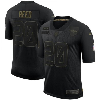 Men's Baltimore Ravens #20 Ed Reed Black 2020 Salute To Service Limited Stitched Jersey Men's Baltimore Ravens #20 Ed Reed Black 2020 Salute To Service Limited Stitched Jersey