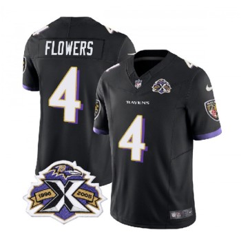 Men's Baltimore Ravens #4 Zay Flowers Black 2023 F.U.S.E With Patch Throwback Vapor Limited Jersey Men's Baltimore Ravens #4 Zay Flowers Black 2023 F.U.S.E With Patch Throwback Vapor Limited Jersey