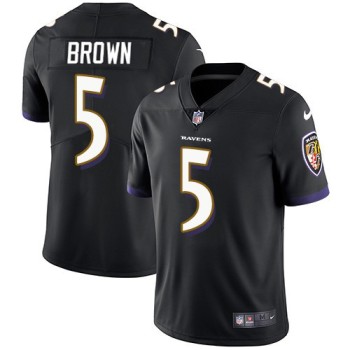 Men's Baltimore Ravens #5 Marquise Brown Black Stitched Football Jersey Men's Baltimore Ravens #5 Marquise Brown Black Stitched Football Jersey
