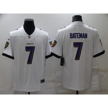 Men's Baltimore Ravens #7 Rashod Bateman White Vapor Untouchable Limited Stitched Jersey Men's Baltimore Ravens #7 Rashod Bateman White Vapor Untouchable Limited Stitched Jersey