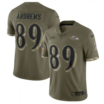Men's Baltimore Ravens #89 Mark Andrews Olive 2022 Salute To Service Limited Stitched Jersey Men's Baltimore Ravens #89 Mark Andrews Olive 2022 Salute To Service Limited Stitched Jersey