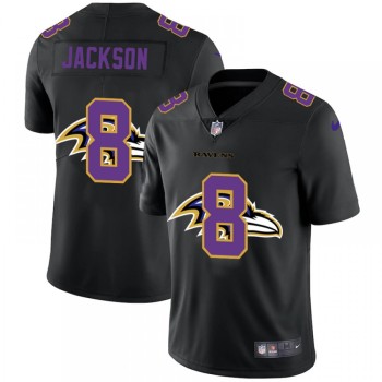 Men's Baltimore Ravens #8 Lamar Jackson 2020 Black Shadow Logo Limited Stitched Jersey Men's Baltimore Ravens #8 Lamar Jackson 2020 Black Shadow Logo Limited Stitched Jersey