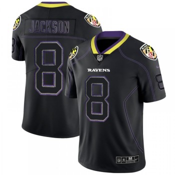 Men's Baltimore Ravens #8 Lamar Jackson Black 2018 Lights Out Color Rush Limited Stitched NFL Jersey Men's Baltimore Ravens #8 Lamar Jackson Black 2018 Lights Out Color Rush Limited Stitched NFL Jersey