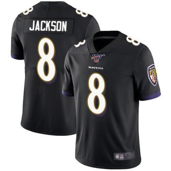 Men's Baltimore Ravens #8 Lamar Jackson Black 2019 100th Season Vapor Untouchable Limited NFL Jersey Men's Baltimore Ravens #8 Lamar Jackson Black 2019 100th Season Vapor Untouchable Limited NFL Jersey