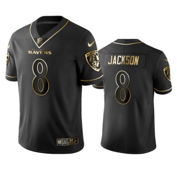 Men's Baltimore Ravens #8 Lamar Jackson Black 2019 Golden Edition Limited Stitched NFL Jersey Men's Baltimore Ravens #8 Lamar Jackson Black 2019 Golden Edition Limited Stitched NFL Jersey