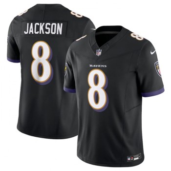 Men's Baltimore Ravens #8 Lamar Jackson Black 2023 F.U.S.E Vapor Jersey Men's Baltimore Ravens #8 Lamar Jackson Black 2023 F.U.S.E Vapor Jersey