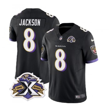 Men's Baltimore Ravens #8 Lamar Jackson Black 2023 F.U.S.E With Patch Throwback Vapor Limited Jersey Men's Baltimore Ravens #8 Lamar Jackson Black 2023 F.U.S.E With Patch Throwback Vapor Limited Jersey
