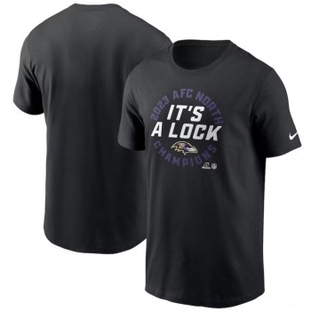 Men's Baltimore Ravens Black 2023 AFC North Division Champions Locker Room Trophy Collection T-Shirt Men's Baltimore Ravens Black 2023 AFC North Division Champions Locker Room Trophy Collection T-Shirt