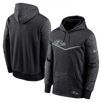 Men's Baltimore Ravens Black Reflective Therma Hoodie Men's Baltimore Ravens Black Reflective Therma Hoodie