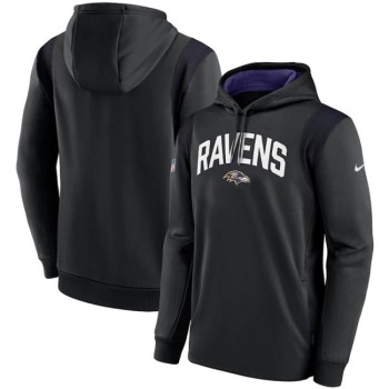Men's Baltimore Ravens Black Sideline Stack Performance Pullover Hoodie 001 Men's Baltimore Ravens Black Sideline Stack Performance Pullover Hoodie 001