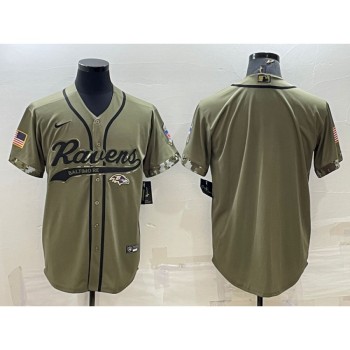 Men's Baltimore Ravens Blank Olive Salute to Service Cool Base Stitched Baseball Jersey Men's Baltimore Ravens Blank Olive Salute to Service Cool Base Stitched Baseball Jersey