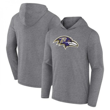 Men's Baltimore Ravens Heather Gray Primary Logo Long Sleeve Hoodie T-Shirt Men's Baltimore Ravens Heather Gray Primary Logo Long Sleeve Hoodie T-Shirt