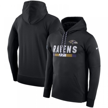 Men's Baltimore Ravens Black Sideline Team Name Performance Pullover Hoodie Men's Baltimore Ravens Black Sideline Team Name Performance Pullover Hoodie