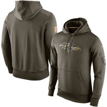 Men's Baltimore Ravens Olive Salute To Service KO Performance Hoodie