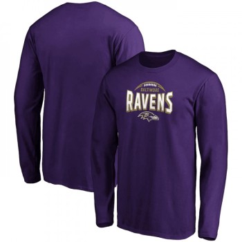 Men's Baltimore Ravens Purple Clamp Down Long Sleeve T-Shirt Men's Baltimore Ravens Purple Clamp Down Long Sleeve T-Shirt