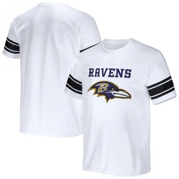 Men's Baltimore Ravens White x Darius Rucker Collection Football Striped T-Shirt Men's Baltimore Ravens White x Darius Rucker Collection Football Striped T-Shirt