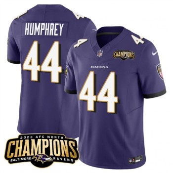 Men's Baltimore Ravens #44 Marlon Humphrey Purple 2023 F.U.S.E. AFC North Champions Vapor Limited Football Jersey Men's Baltimore Ravens #44 Marlon Humphrey Purple 2023 F.U.S.E. AFC North Champions Vapor Limited Football Jersey