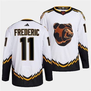Men's Boston Bruins #11 Trent Frederic White 2022-23 Reverse Retro Stitched Jersey Men's Boston Bruins #11 Trent Frederic White 2022-23 Reverse Retro Stitched Jersey
