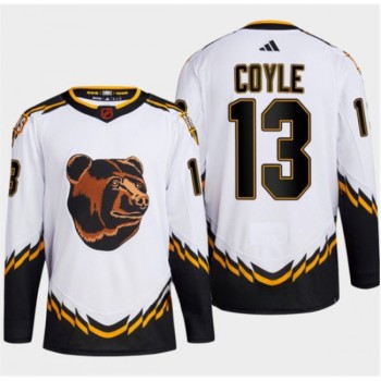 Men's Boston Bruins #13 Charlie Coyle White 2022-23 Reverse Retro Stitched Jersey Men's Boston Bruins #13 Charlie Coyle White 2022-23 Reverse Retro Stitched Jersey