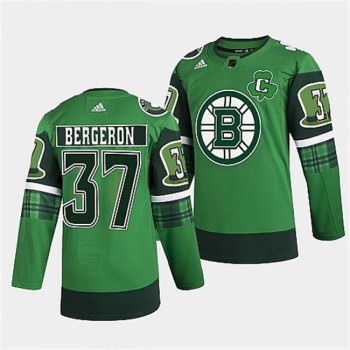 Men's Boston Bruins #37 Patrice Bergeron 2022 Green St Patricks Day Warm-Up Stitched Jersey Men's Boston Bruins #37 Patrice Bergeron 2022 Green St Patricks Day Warm-Up Stitched Jersey