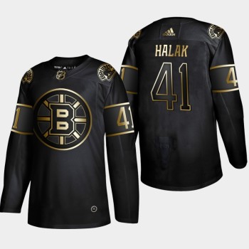 Men's Boston Bruins #41 Jaroslav Halak Black Golden Edition Stitched NHL Jersey Men's Boston Bruins #41 Jaroslav Halak Black Golden Edition Stitched NHL Jersey