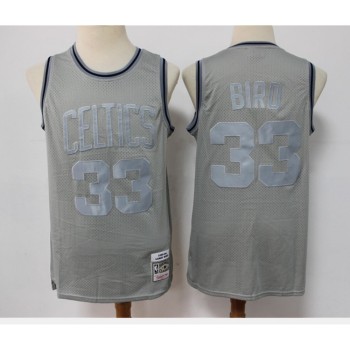 Men's Boston Celtics #33 Larry Bird Grey Throwback Stitched Basketball Jersey Men's Boston Celtics #33 Larry Bird Grey Throwback Stitched Basketball Jersey