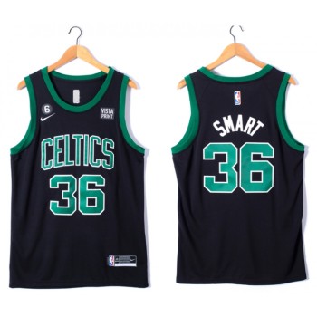 Men's Boston Celtics #36 Marcus Smart Black No.6 Patch Stitched Basketball Jersey Men's Boston Celtics #36 Marcus Smart Black No.6 Patch Stitched Basketball Jersey