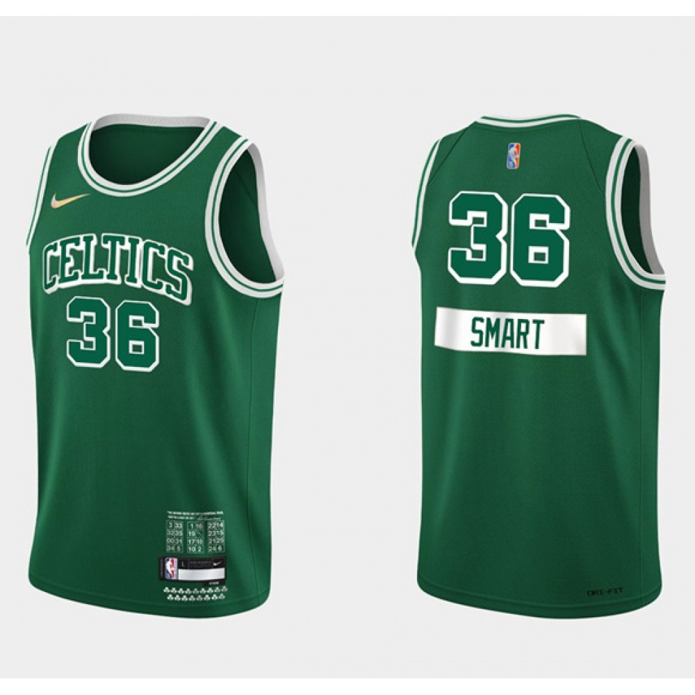 Men's Boston Celtics #36 Marcus Smart Green 75th Anniversary City Stitched Jersey