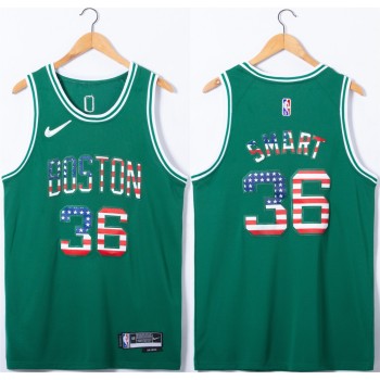 Men's Boston Celtics #36 Marcus Smart USA Flag Green Stitched Jersey Men's Boston Celtics #36 Marcus Smart USA Flag Green Stitched Jersey