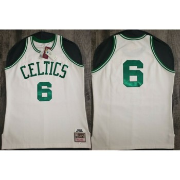 Men's Boston Celtics #6 Bill Russell 1962-63 White Throwback Stitched Jersey Men's Boston Celtics #6 Bill Russell 1962-63 White Throwback Stitched Jersey