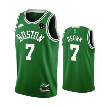 Men's Boston Celtics #7 Jaylen Brown Green No.6 Patch Stitched Basketball Jersey Men's Boston Celtics #7 Jaylen Brown Green No.6 Patch Stitched Basketball Jersey