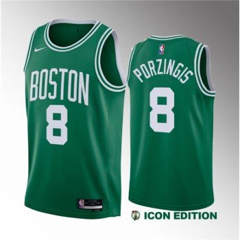 Men's Boston Celtics #8 Kristaps Porzingis Green 2023 Draft Icon Edition Stitched Basketball Jersey Men's Boston Celtics #8 Kristaps Porzingis Green 2023 Draft Icon Edition Stitched Basketball Jersey