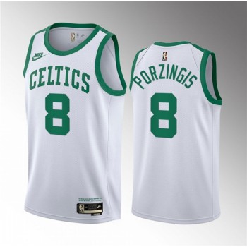 Men's Boston Celtics #8 Kristaps Porzingis White 2023 Draft Association Edition Stitched Basketball Jersey Men's Boston Celtics #8 Kristaps Porzingis White 2023 Draft Association Edition Stitched Basketball Jersey