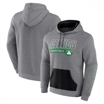 Men's Boston Celtics Heathered Gray Off The Bench Color Block Pullover Hoodie Men's Boston Celtics Heathered Gray Off The Bench Color Block Pullover Hoodie