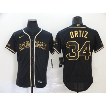 Men's Boston Red Sox #34 David Ortiz 2020 Black Golden Flex Base Stitched MLB Jersey Men's Boston Red Sox #34 David Ortiz 2020 Black Golden Flex Base Stitched MLB Jersey
