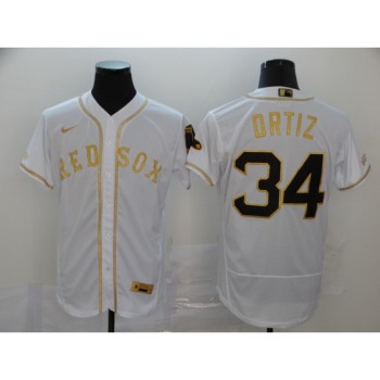 Men's Boston Red Sox #34 David Ortiz 2020 White Golden Flex Base Stitched MLB Jersey Men's Boston Red Sox #34 David Ortiz 2020 White Golden Flex Base Stitched MLB Jersey