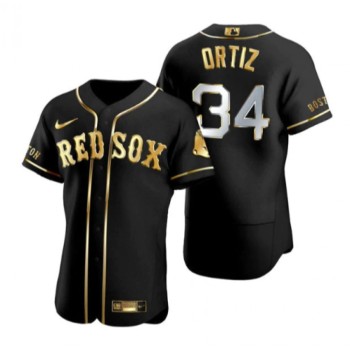 Men's Boston Red Sox #34 David Ortiz Black/Gold Flex base Stitched Baseball Jersey Men's Boston Red Sox #34 David Ortiz Black/Gold Flex base Stitched Baseball Jersey