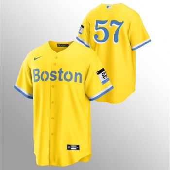 Men's Boston Red Sox #57 Eduardo Rodriguez Gold 2021 City Connect Stitched MLB Jersey Men's Boston Red Sox #57 Eduardo Rodriguez Gold 2021 City Connect Stitched MLB Jersey