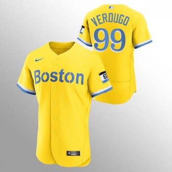 Men's Boston Red Sox #99 Alex Verdugo Gold 2021 City Connect Flex base Stitched Jersey Men's Boston Red Sox #99 Alex Verdugo Gold 2021 City Connect Flex base Stitched Jersey