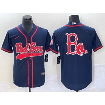 Men's Boston Red Sox Navy With Logo in Back Cool Base Stitched Baseball Jersey Men's Boston Red Sox Navy With Logo in Back Cool Base Stitched Baseball Jersey