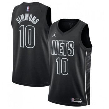 Men's Brooklyn Nets #10 Ben Simmons 2022/23 Black Statement Edition Stitched Basketball Jersey Men's Brooklyn Nets #10 Ben Simmons 2022/23 Black Statement Edition Stitched Basketball Jersey