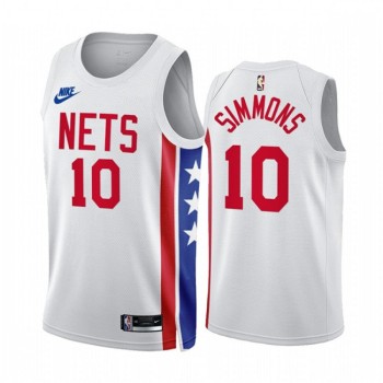 Men's Brooklyn Nets #10 Ben Simmons 2022/23 White Classic Edition Stitched Basketball Jersey Men's Brooklyn Nets #10 Ben Simmons 2022/23 White Classic Edition Stitched Basketball Jersey